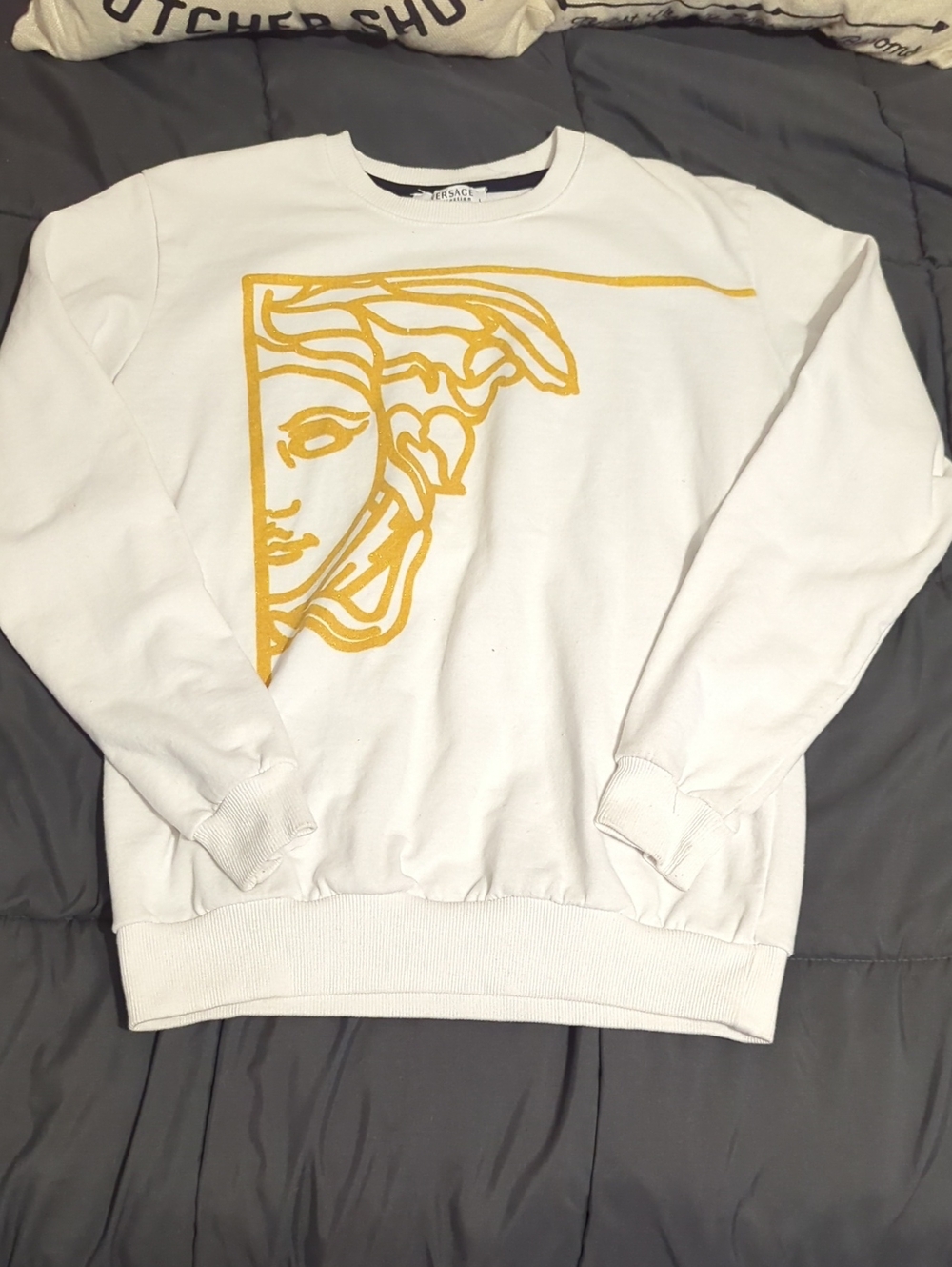 Authentic Versace Gold Sparkle Medusa Sweatshirt Size M - Wow!